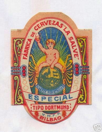 Primera etiqueta conocida de la Fábrica de Cervezas "La Salve", posterior a 1911 (Fotografía cedida por Enrique Solaesa)